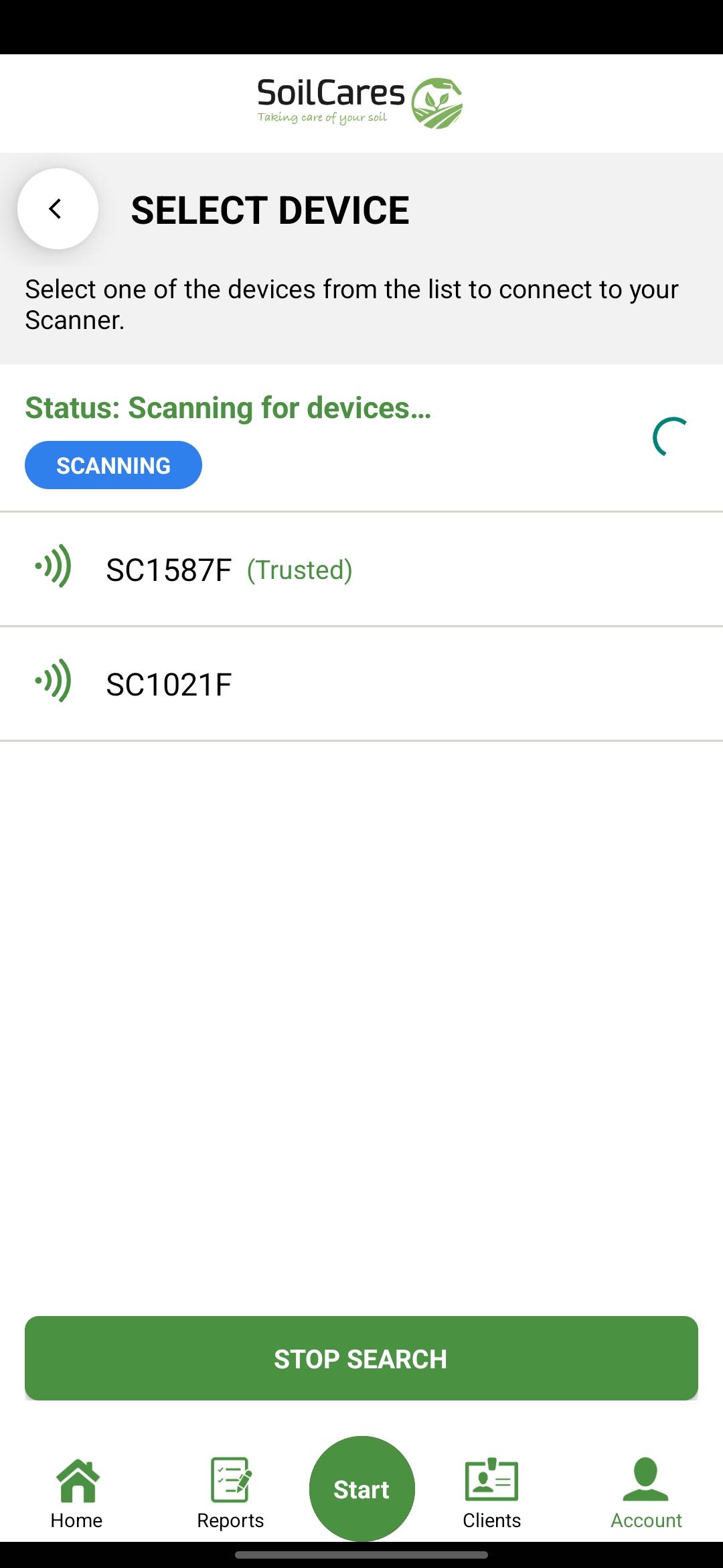 Scanner pairing scanning state